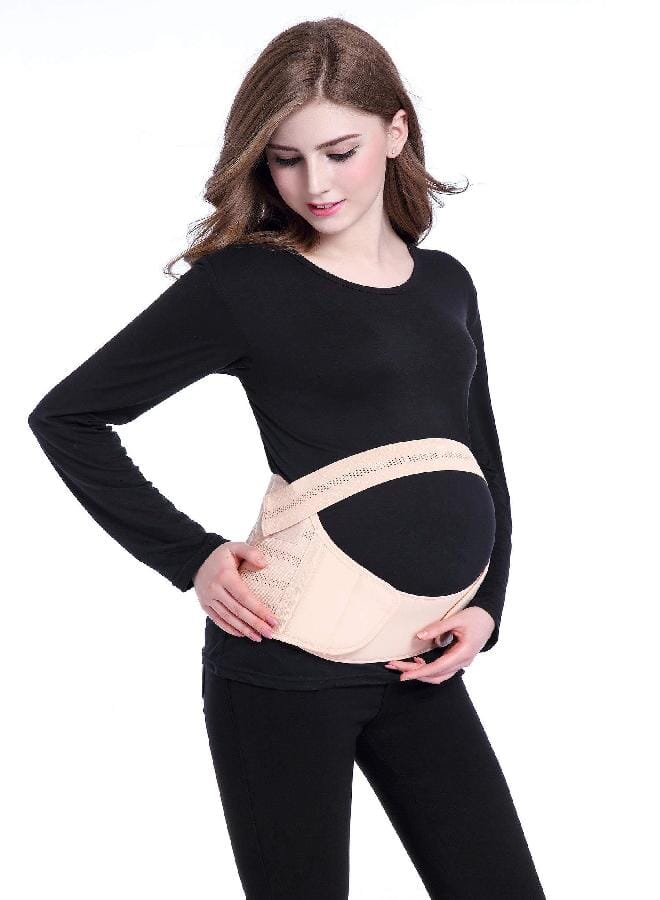 Adjustable Maternity Pregnancy Belt/Abdominal Breathable Pregnancy Belly Wrap/Prenatal Back Support Belt (Beige, Large) - Image 4